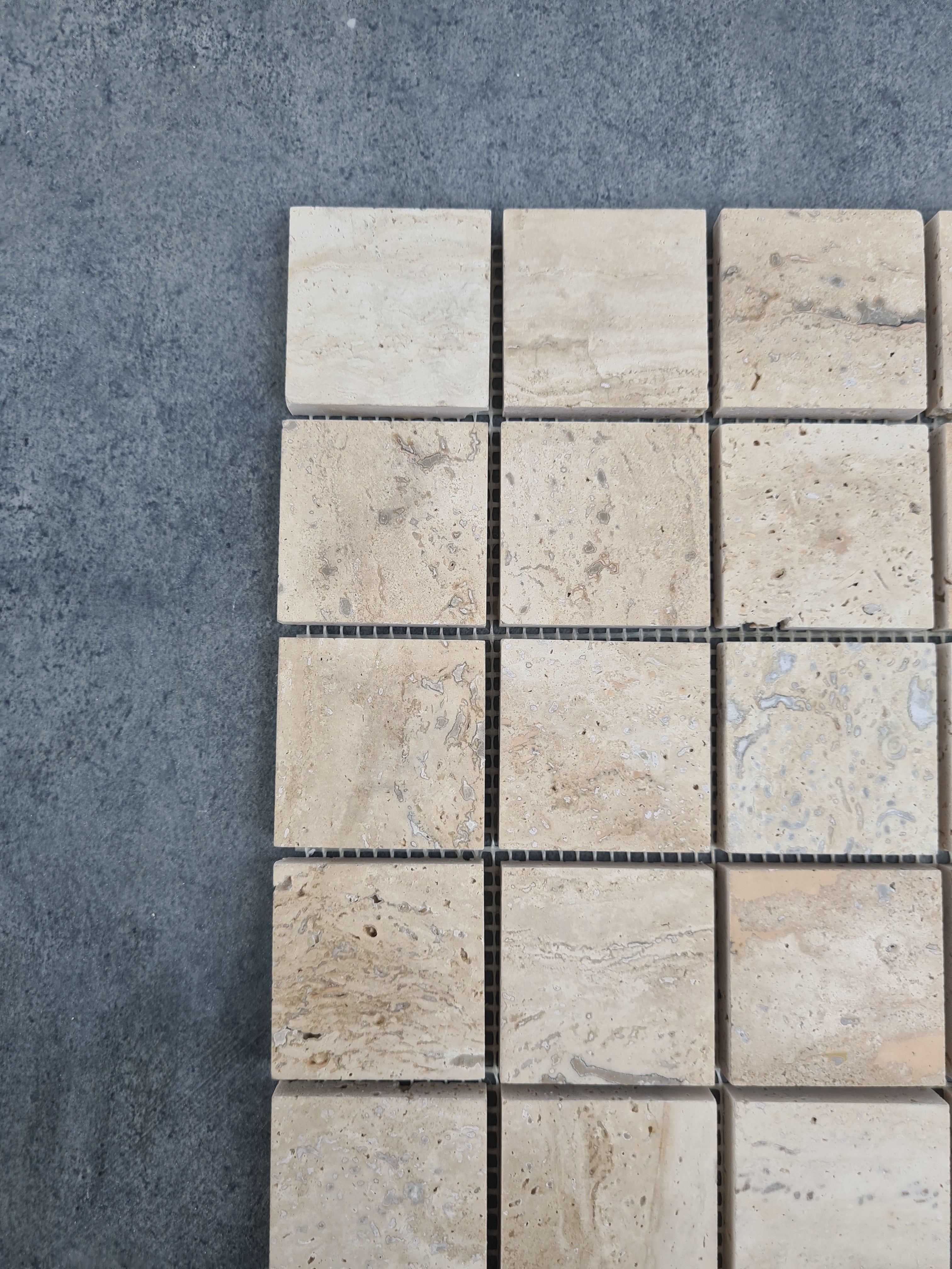 Honed Travertine Mesh-Mounted Mosaic Tile 12x12 - Soft Walnut Tone