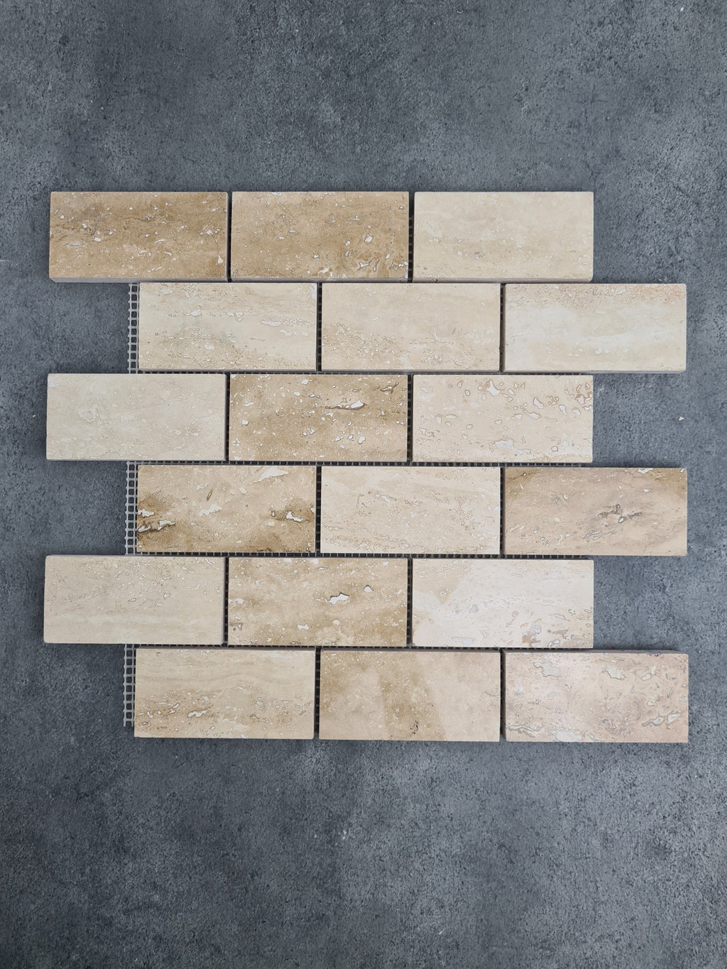 Honed Travertine Mesh-Mounted Mosaic Tile 12x12 - Soft Walnut Tone