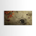 Rain Drops In The Fall, Framed Canvas Print, Thought Provoking Wall Art, Wabi Sabi Style Boho Minimalist Wall Art - Reflections