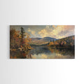 Mountains With Lake French Landscape Panoramic Oil Painting Canvas Print, Canvas with Wood Frame, Modern Living Room Wall Art