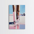 Wooden Pilings, Nautical Seaside Art, Framed Canvas Print, Coastal Minimalist Decor, Beach House Painting, Rustic Ocean Artwork