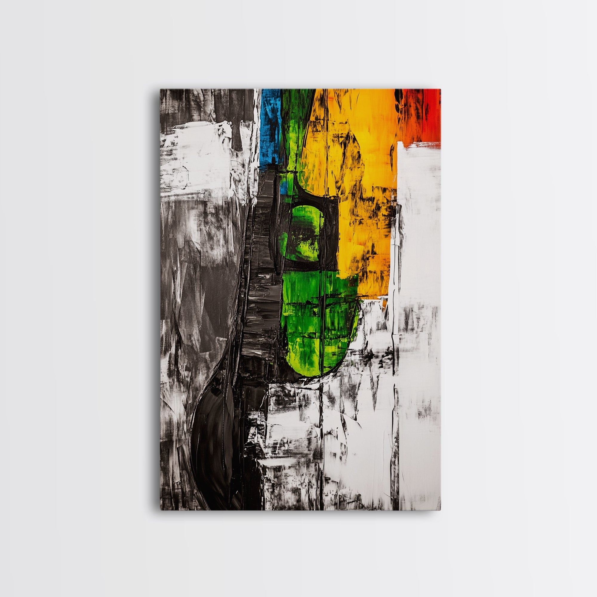 Colorful Guitar, Abstract Canvas Print, Music Lover Decor, Bohemian Wall Art, Artistic Home Painting, Living Room Statement Art
