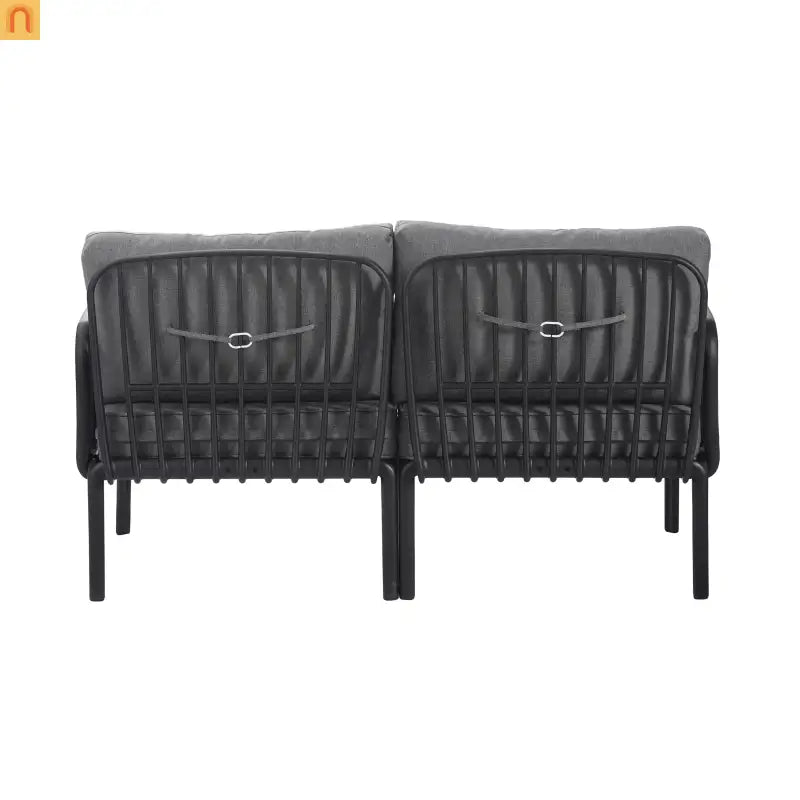 Outdoor Conversation Set Plastic Black Gray Cushion 3 Piece Seats 2