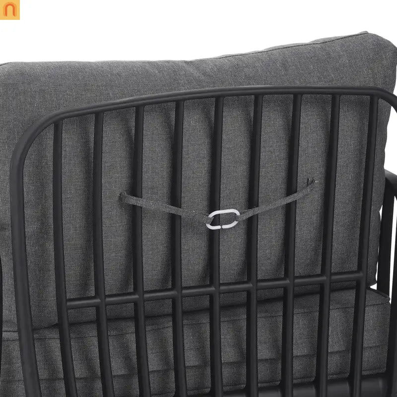 Outdoor Conversation Set Plastic Black Gray Cushion 3 Piece Seats 2