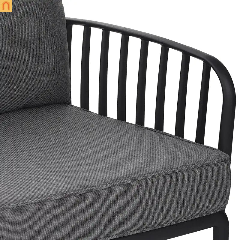 Outdoor Conversation Set Plastic Black Gray Cushion 3 Piece Seats 2
