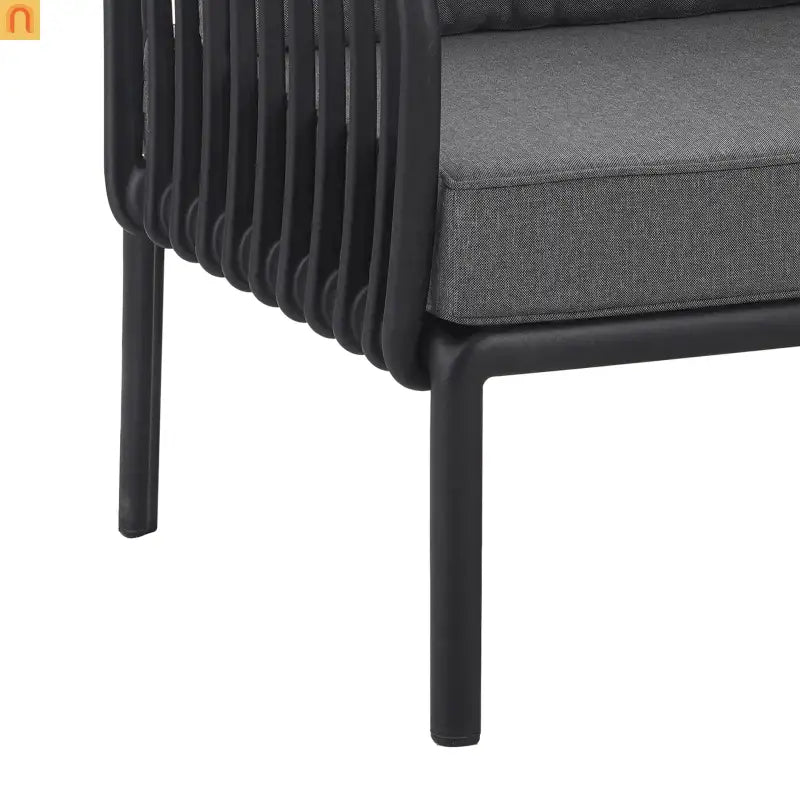 Outdoor Conversation Set Plastic Black Gray Cushion 3 Piece Seats 2