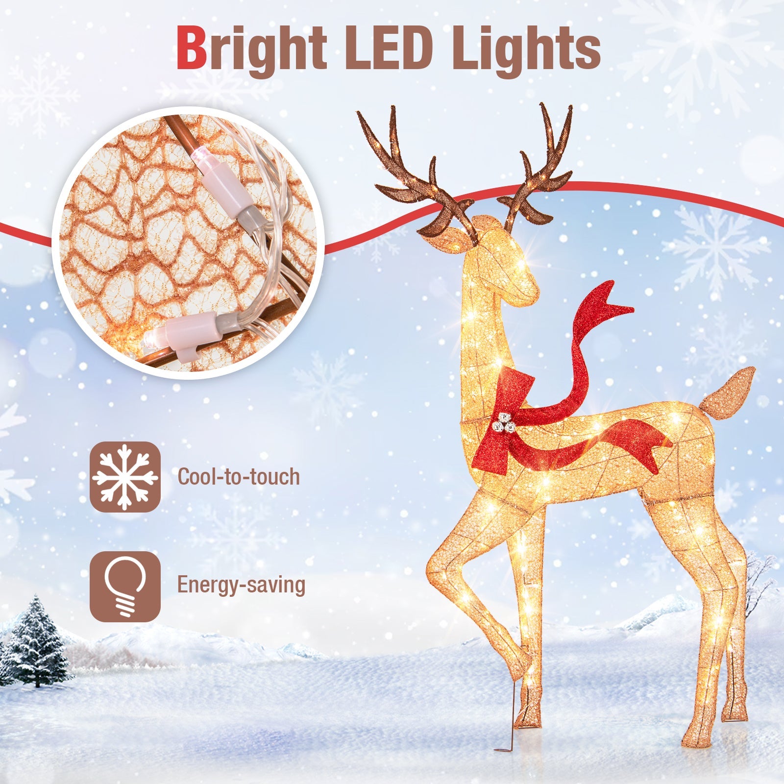 3-Piece Pre-Lit Christmas Deer Family Set