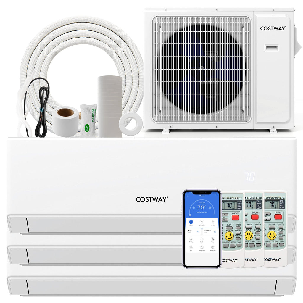 30000 BTU 3 Zone 23 SEER2 Mini Split Air Conditioner Wifi Enabled with Heat Pump