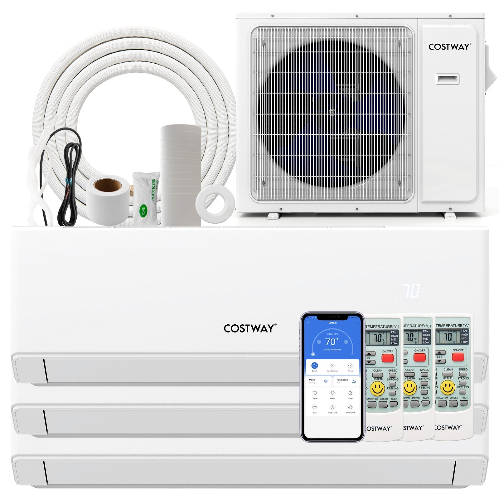 30000 BTU 3 Zone 23 SEER2 Mini Split Air Conditioner Wifi Enabled with Heat Pump