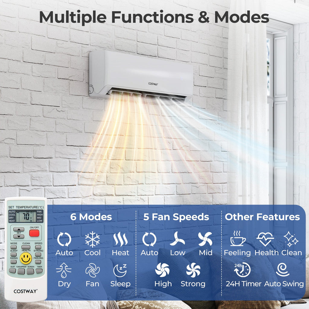 30000 BTU 3 Zone 23 SEER2 Mini Split Air Conditioner Wifi Enabled with Heat Pump