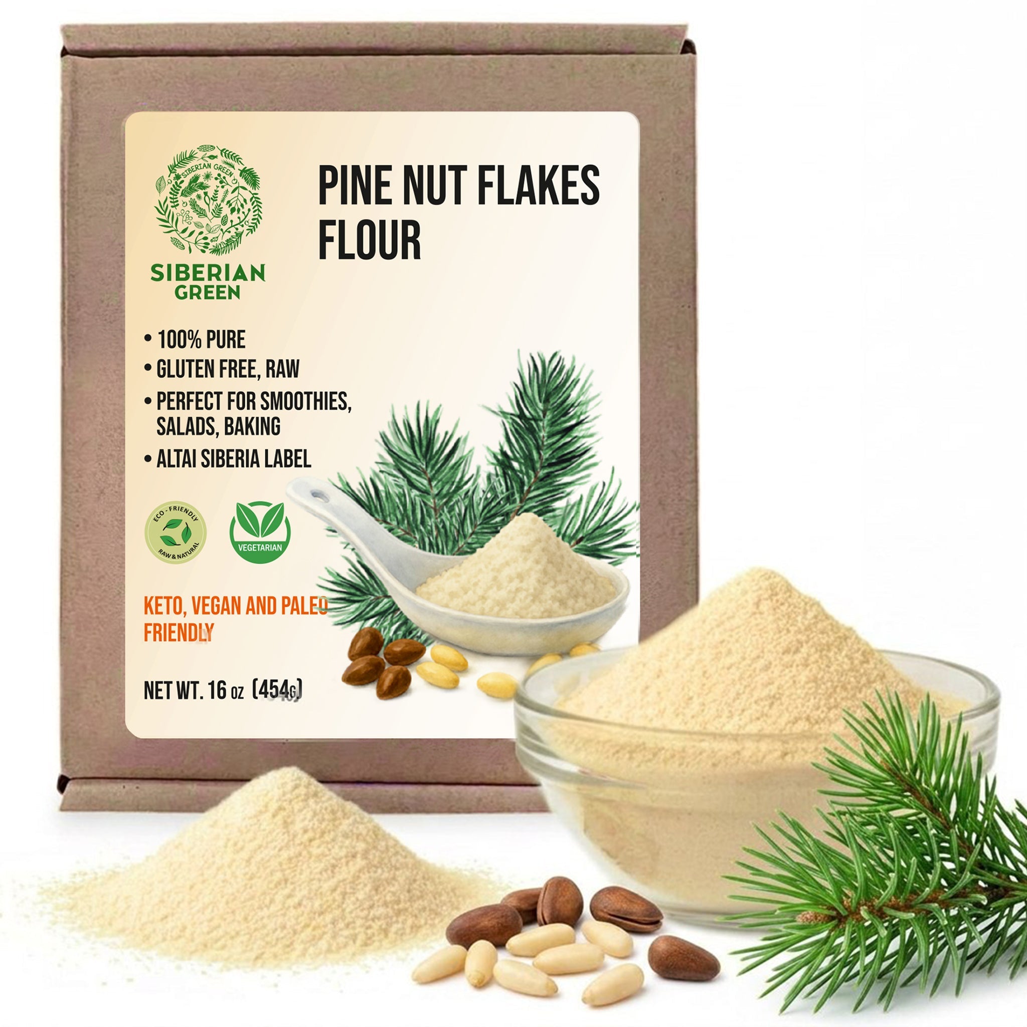 Siberian Pine Nut Flour (Kernel Powder) – 454g / 1 lb