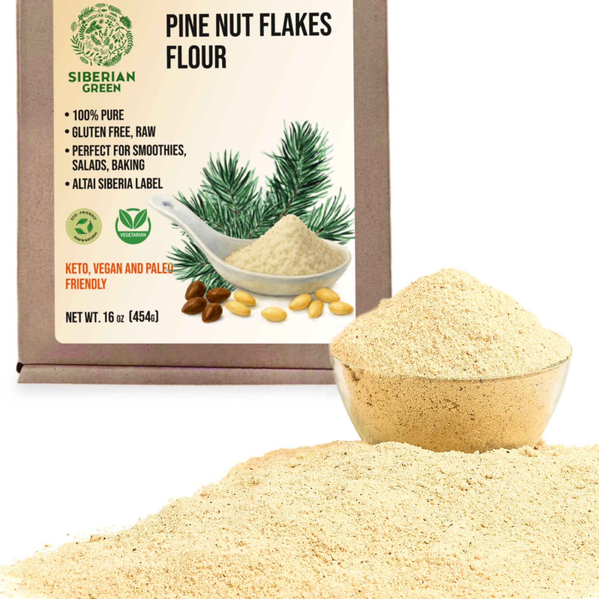 Siberian Pine Nut Flour (Kernel Powder) – 454g / 1 lb