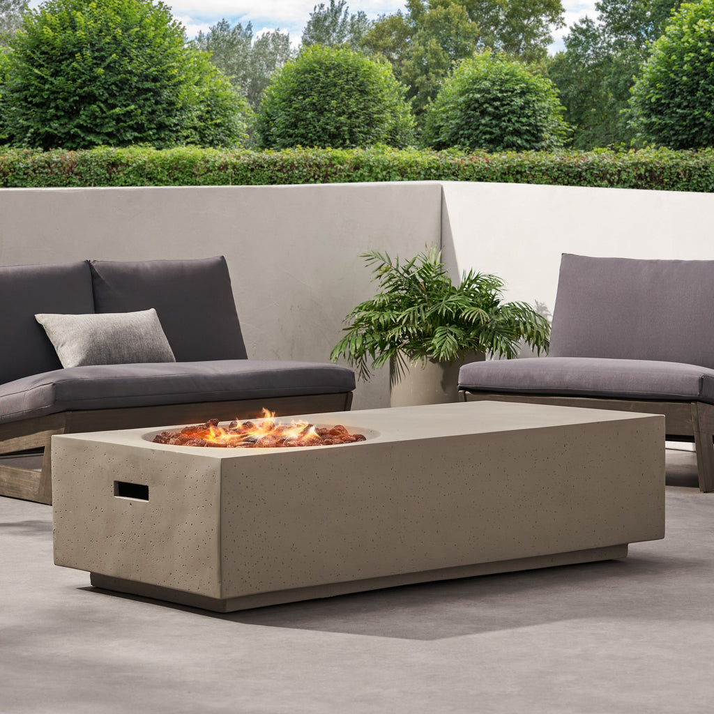 Rectangle 14.75 in MGO Fire Pit 50,000 BTU Light Grey (Tank Cover Not Included)