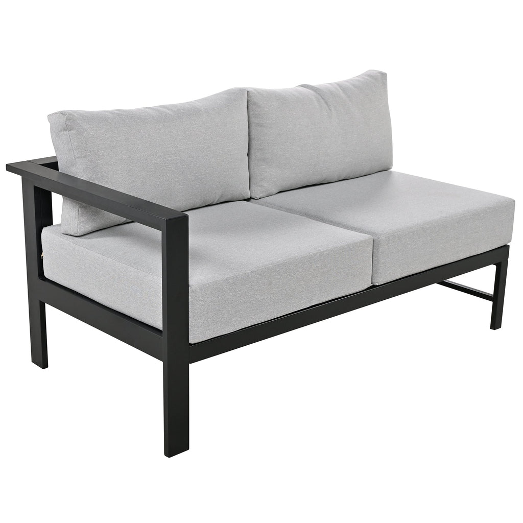 Outdoor Sectional Set Iron Gray U-Shape Seats 5 to 6 5.9 In Cushion
