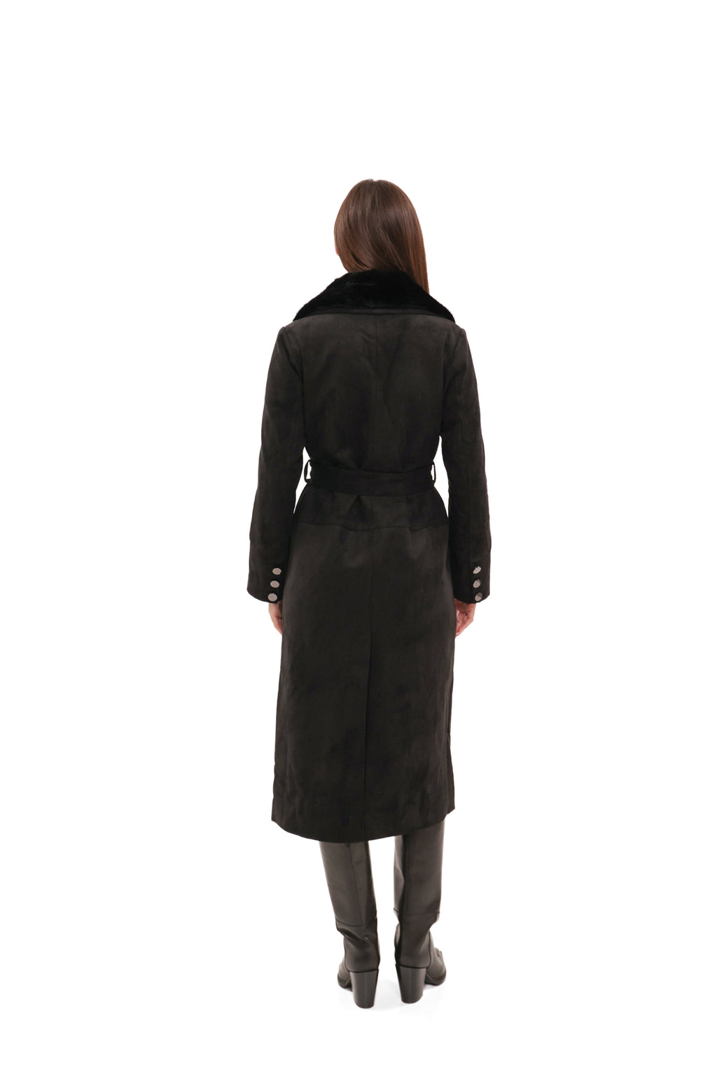 Genuine  Mink Fur Eco Suede Coat