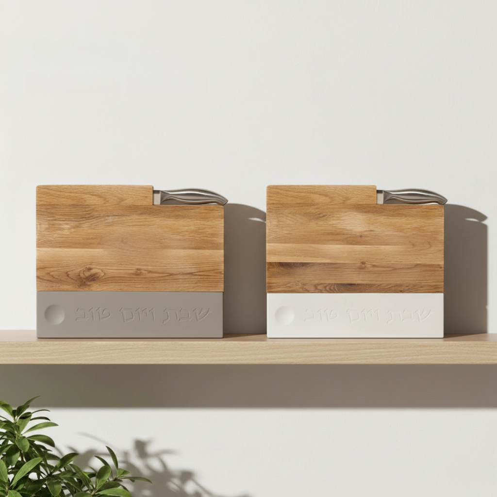Butcher for Shabbat designed from natural concrete and a knife – Board & Blade series