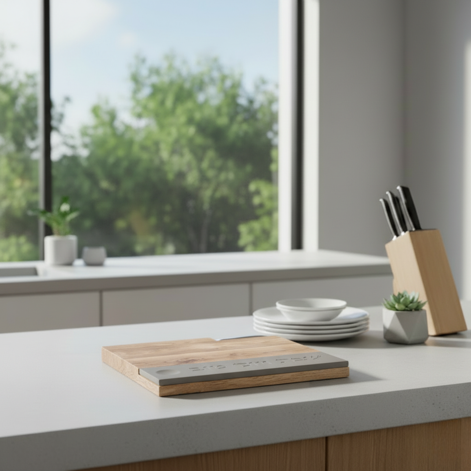 Butcher for Shabbat designed from natural concrete and a knife – Board & Blade series