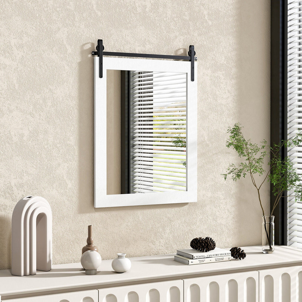 30 x 22 Inch Wall Mount Mirror with Wood Frame