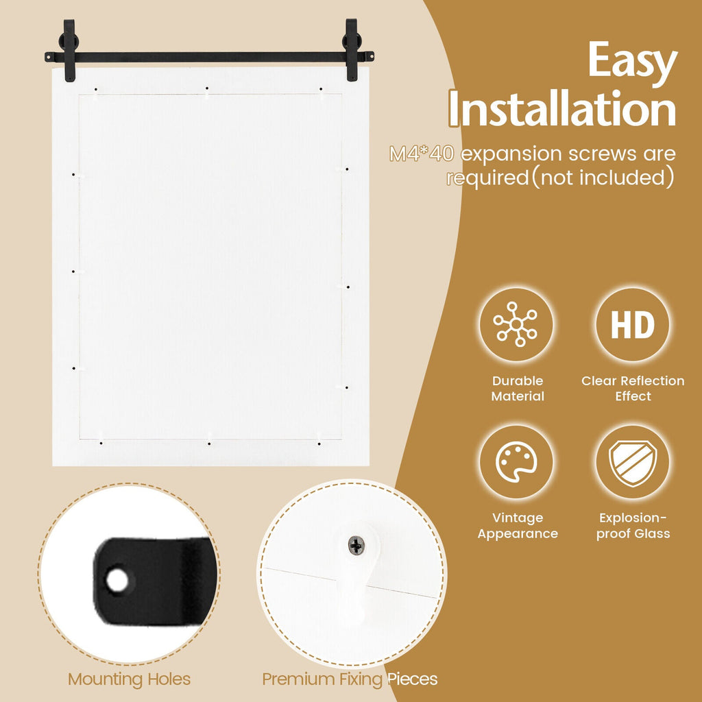 30 x 22 Inch Wall Mount Mirror with Wood Frame