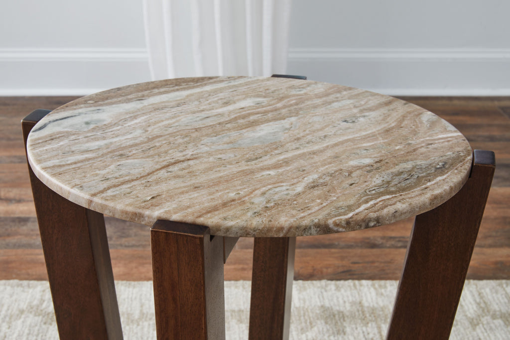 Tanidore - Round End Table - Warm Brown