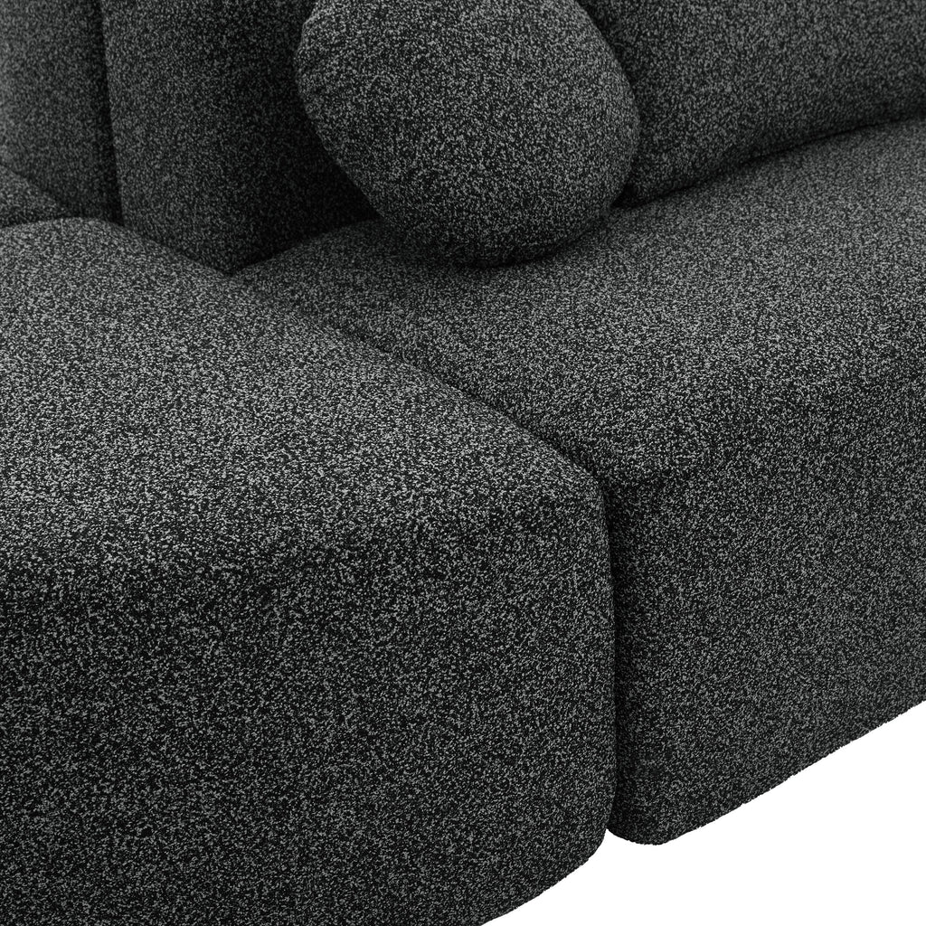 Sectional Sofa U-Shape Modular Boucle Black 6-Seat Deep Seating 114.9x64.5 In