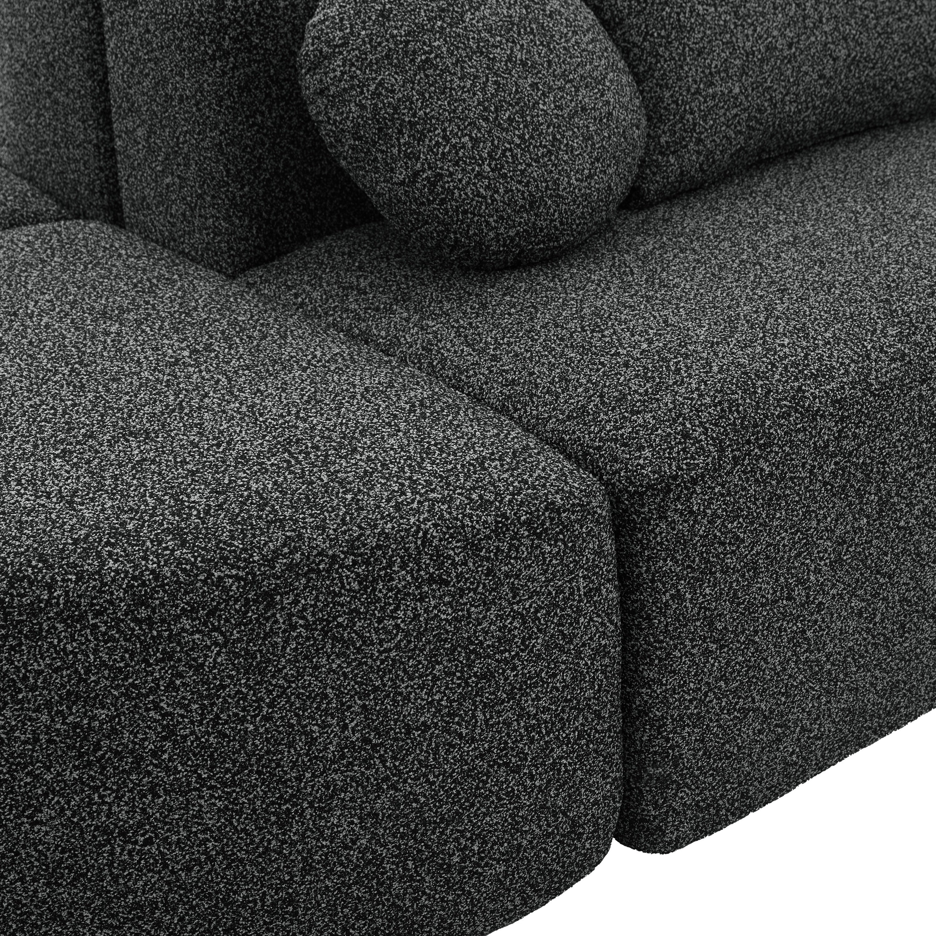 Sectional Sofa U-Shape Modular Boucle Black 6-Seat Deep Seating 114.9x64.5 In