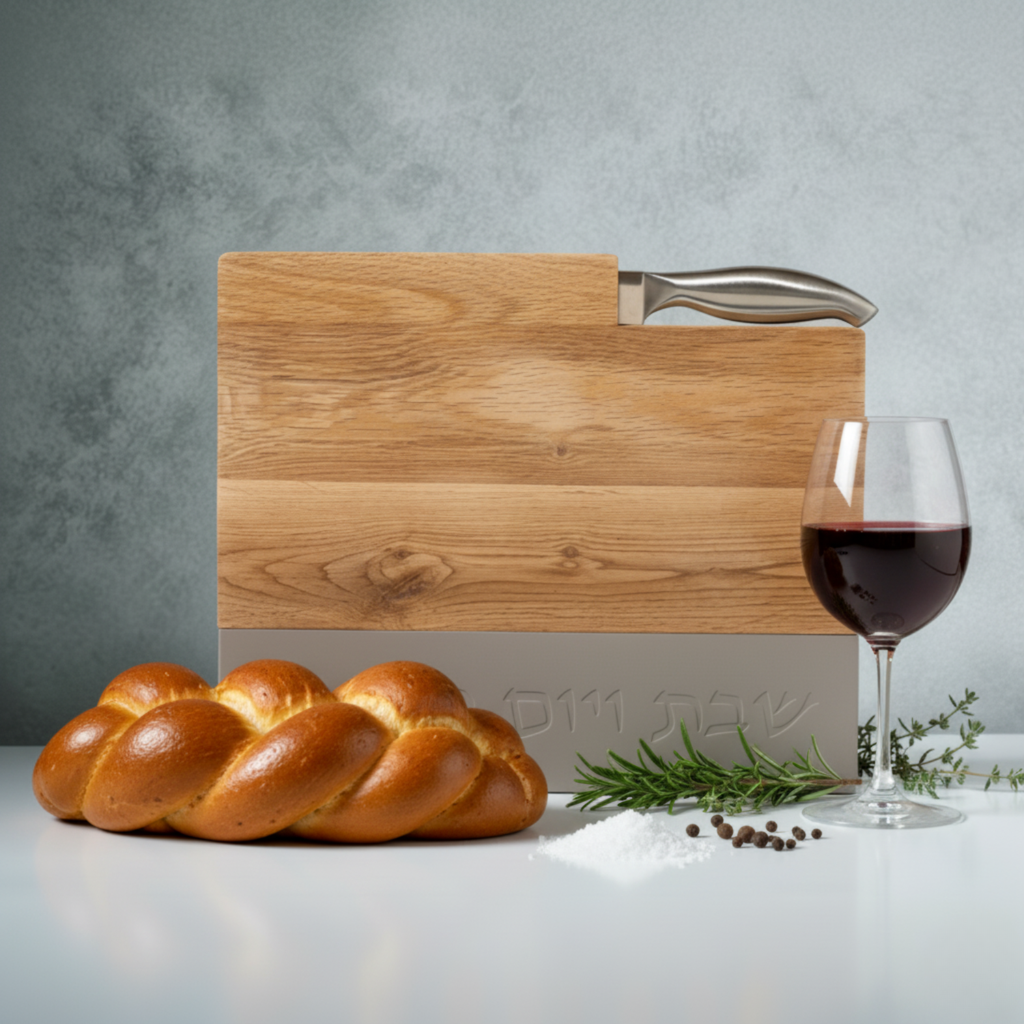 Butcher for Shabbat designed from natural concrete and a knife – Board & Blade series