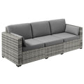 Outdoor Sofa Set PE Rattan Gray 3 Seat Steel Frame 792 lb Capacity