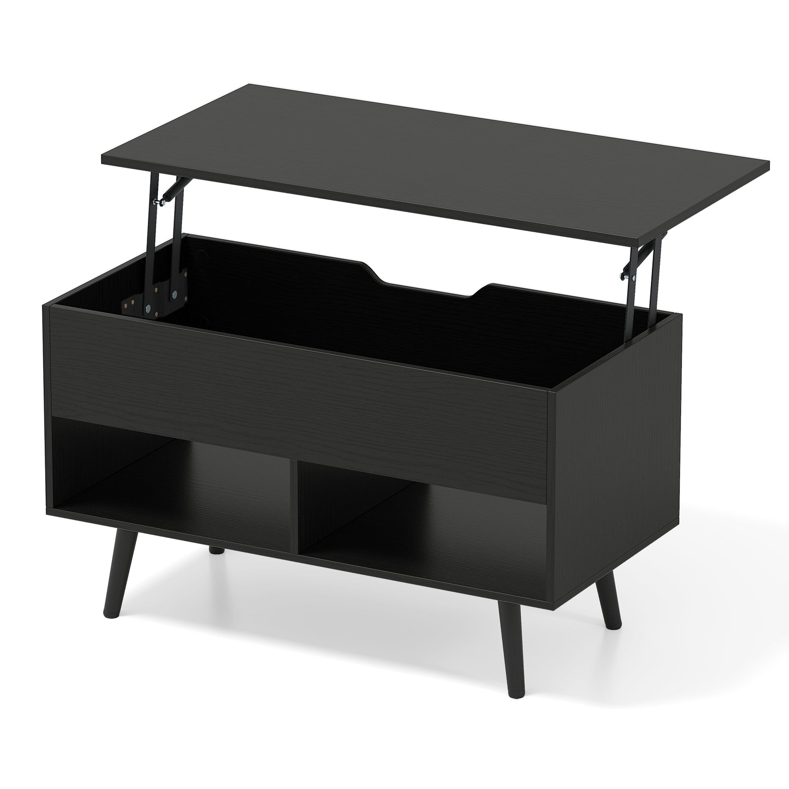 31.5 Inch Lift-Top Coffee Table with Hidden Storage and 2 Open Shelves