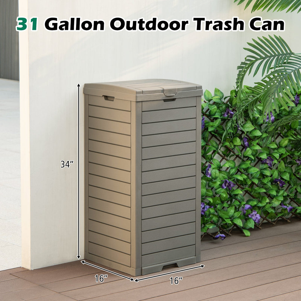 31 Gallon Large Outdoor Trash Can with Lid and Pull