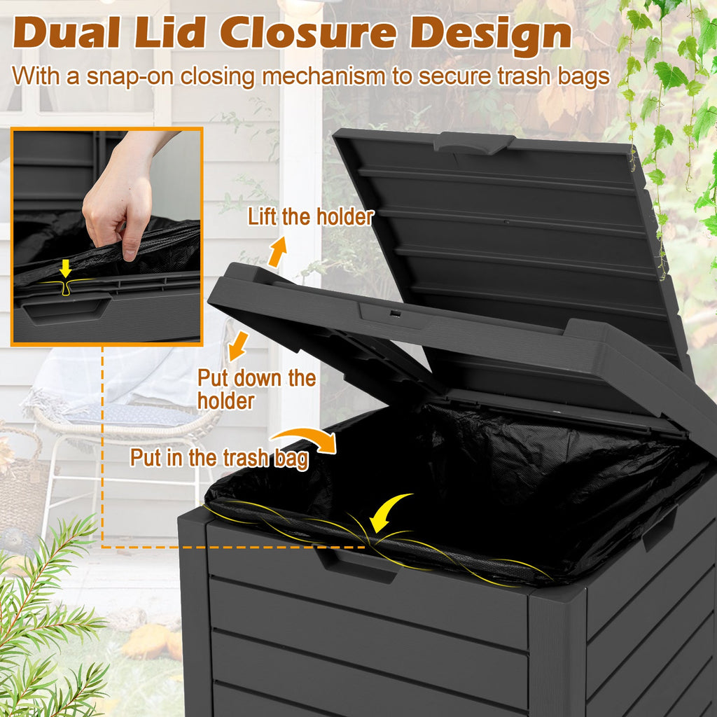 31 Gallon Large Outdoor Trash Can with Lid and Pull