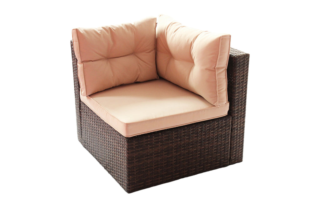 Outdoor Sectional Set PE Rattan 7 Piece Seats 6
