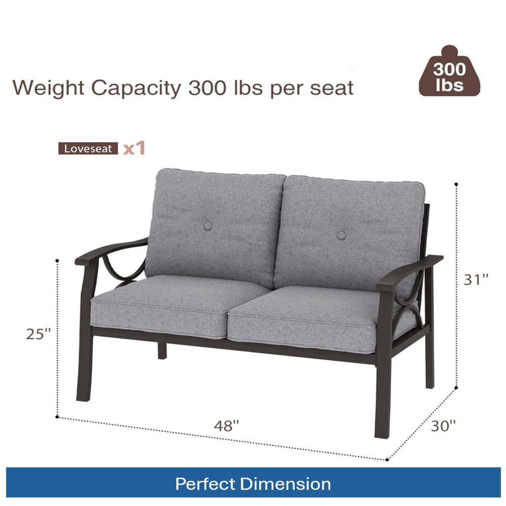 Outdoor Patio Set Steel 8 Piece Seats 9 Khaki Gray
