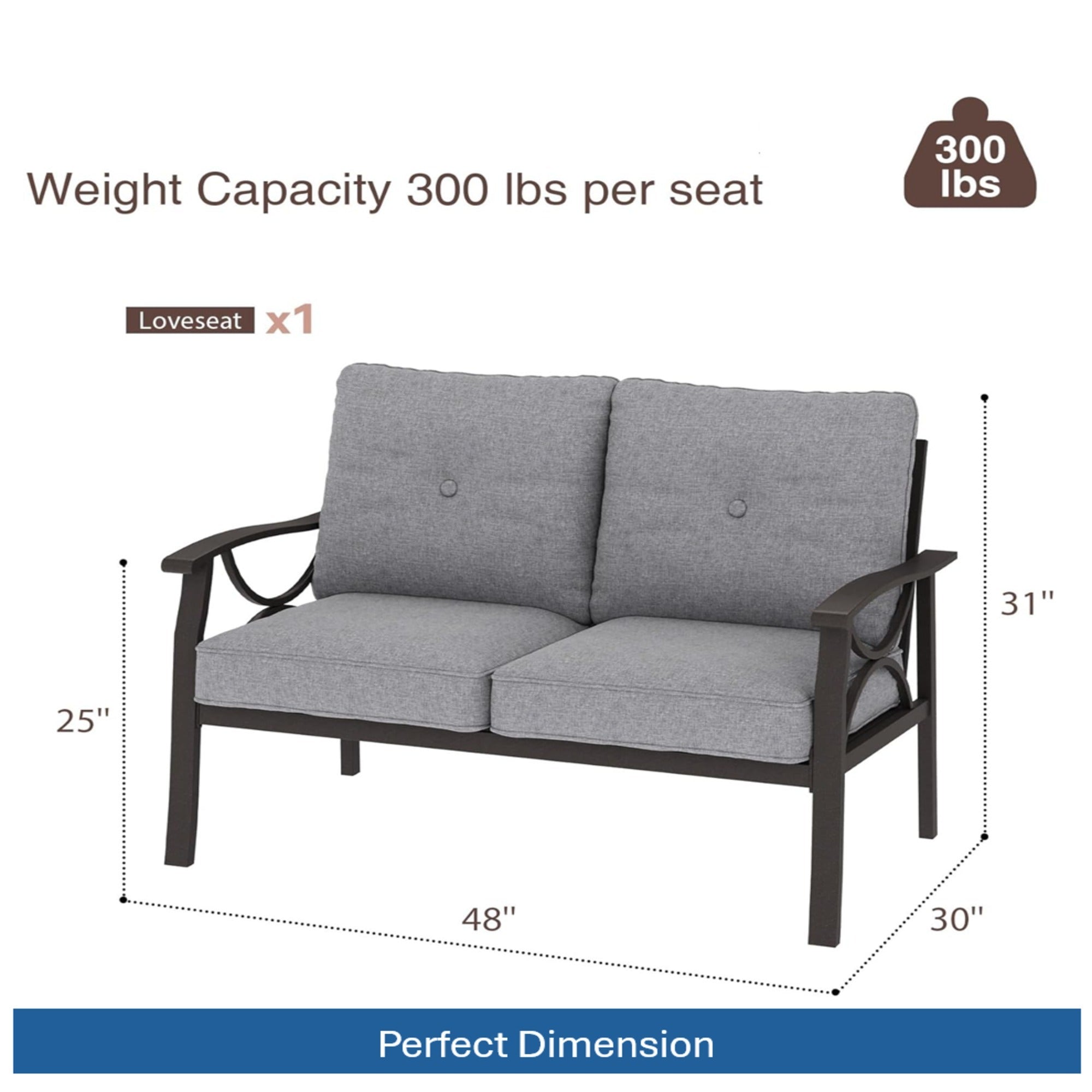 Outdoor Patio Set Steel 8 Piece Seats 9 Khaki Gray