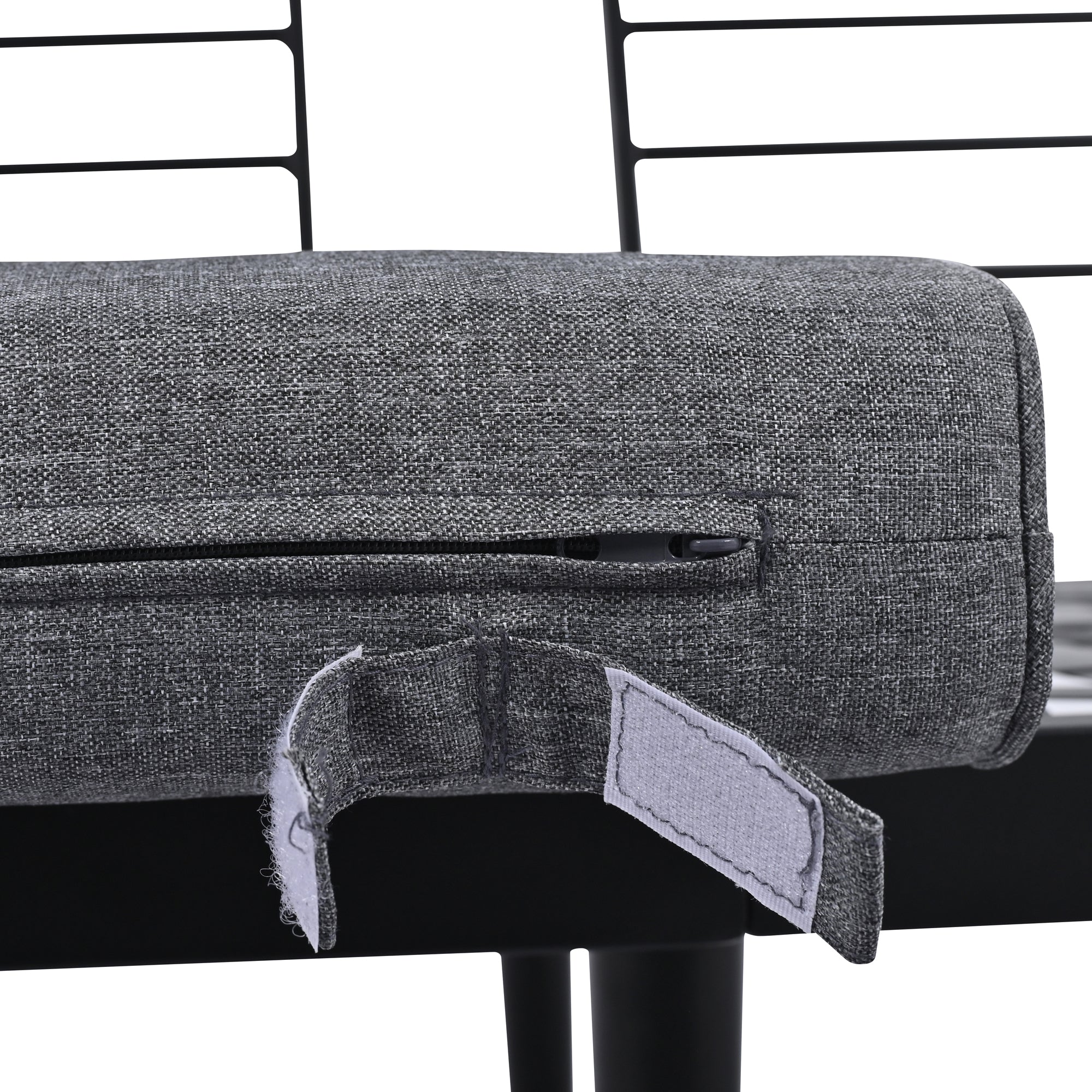 Outdoor Sectional Set Acacia Wood Steel Gray with Nesting Tables