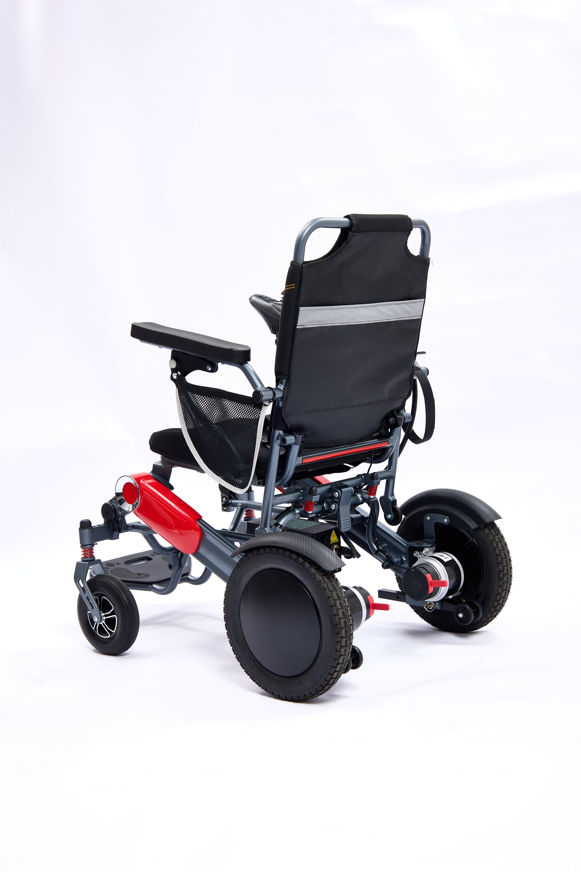 Wheelchair Electric Foldable Aluminum 300 LB 15 Mile Range Black Red