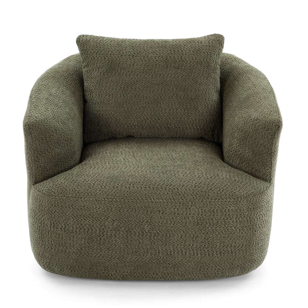Accent Chair Swivel Barrel Chenille Green 360 Degree Pocket Spring 38 In
