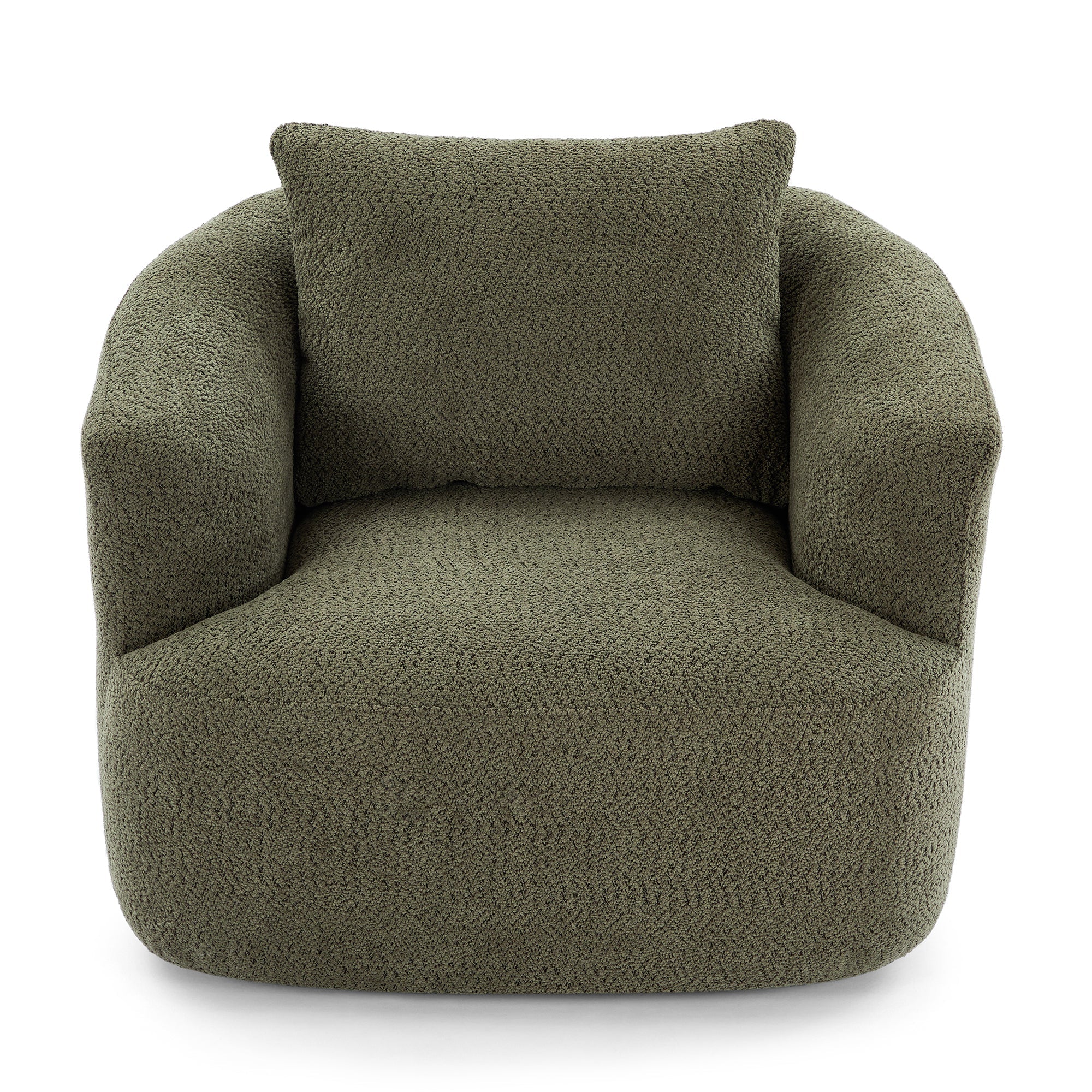 Accent Chair Swivel Barrel Chenille Green 360 Degree Pocket Spring 38 In