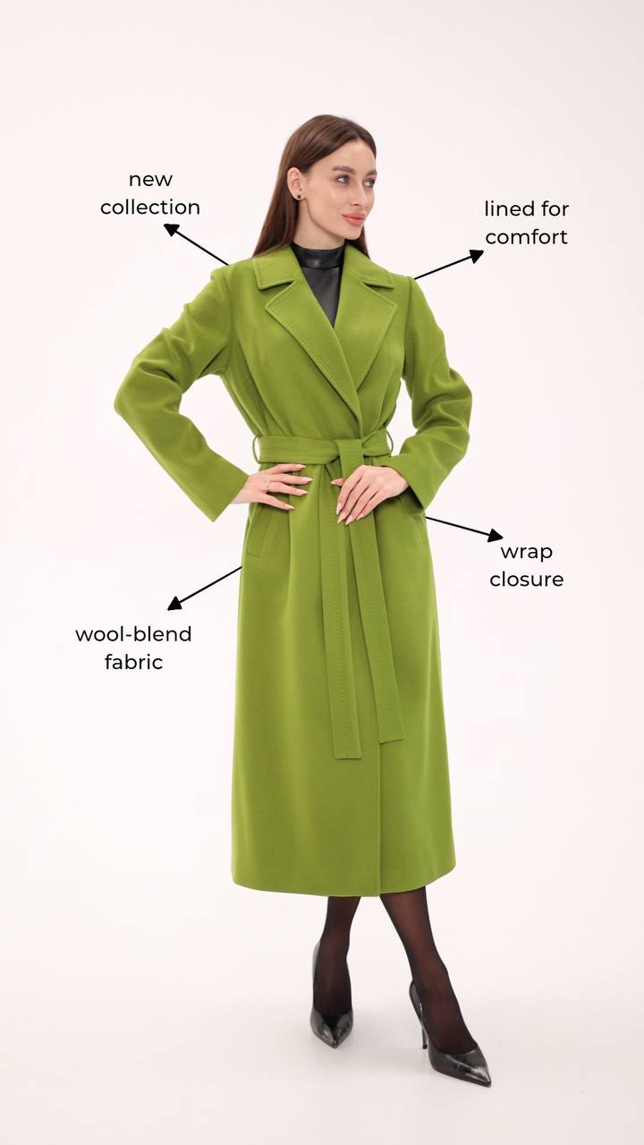 Astoria Classic Wraparound Wool Blend Overcoat in Pistachio