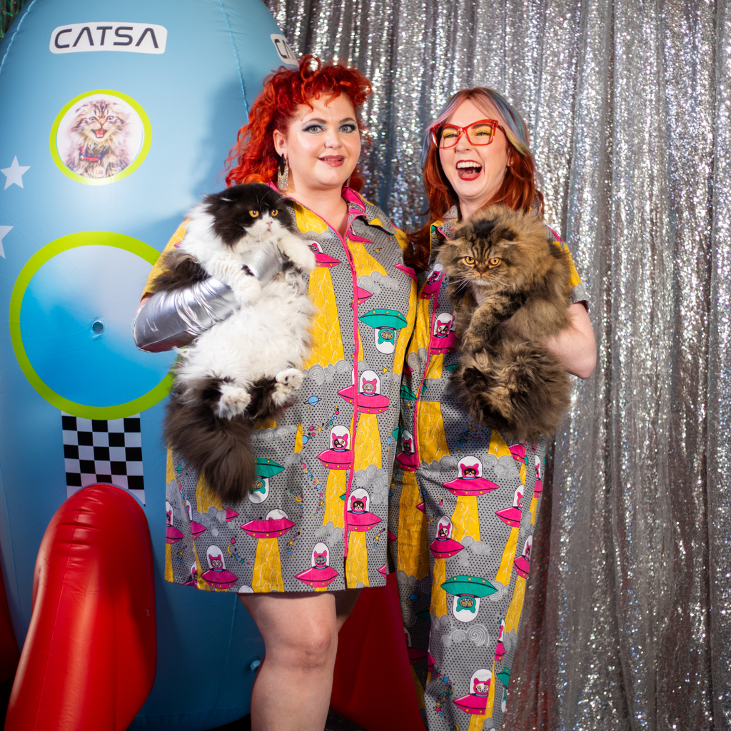Cats in Space Jumpsuit in Asteroid Field