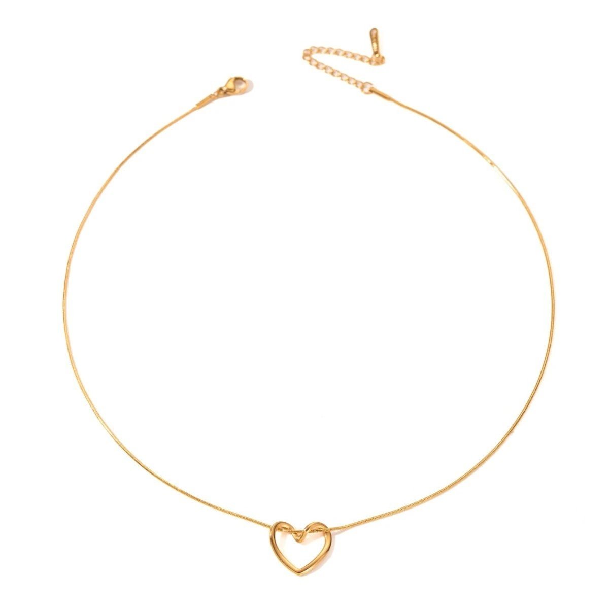 Stainless Steel Twist Hollow Heart Necklace - Clavicle Chain