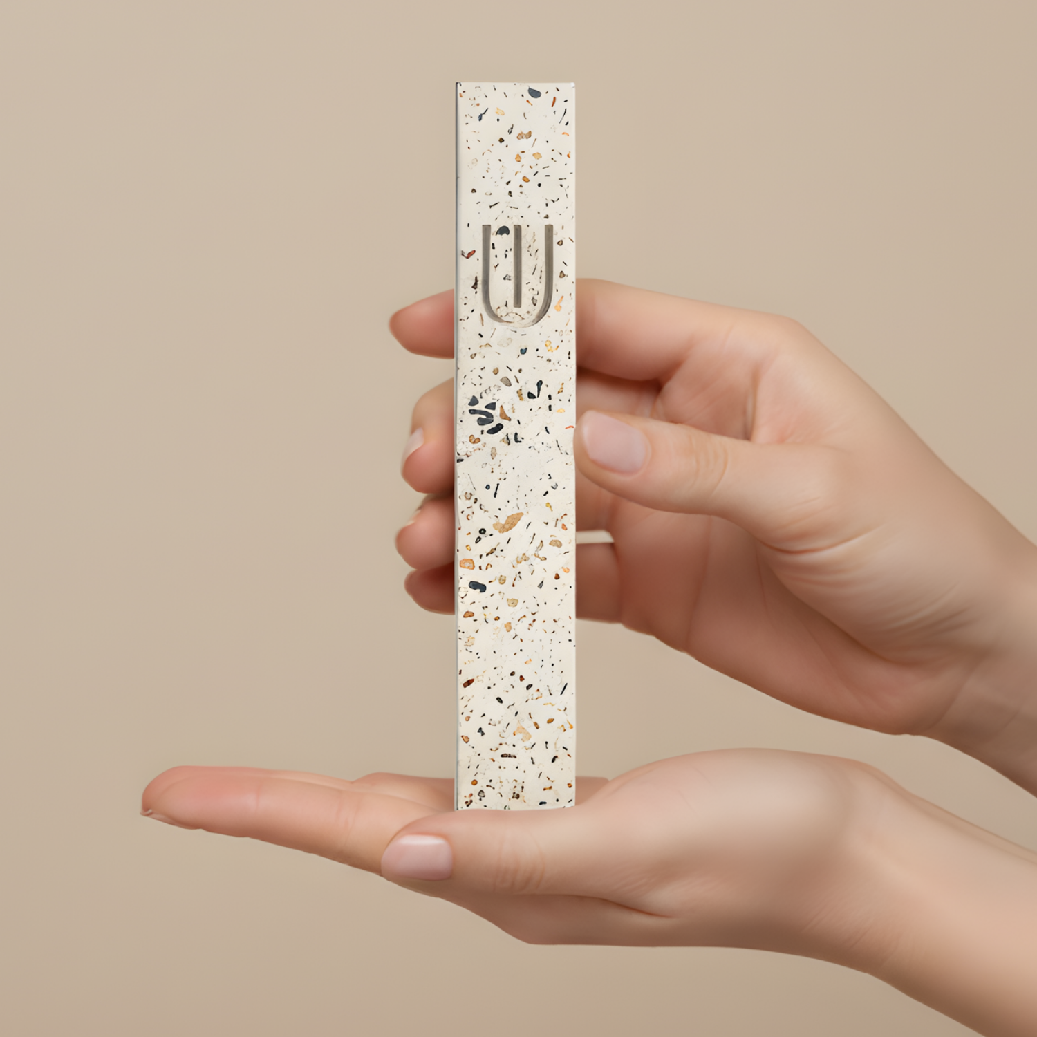 Elegant Terrazzo Mezuzah in Soft Natural Tones – Timeless Collection
