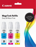 New, Pre-Owned - Canon GI-20 High-Yield Color Ink Bottle, 3394C003