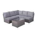 Outdoor Patio Set HDPE Wicker Gray Mix 6 Piece Modular Seats 4