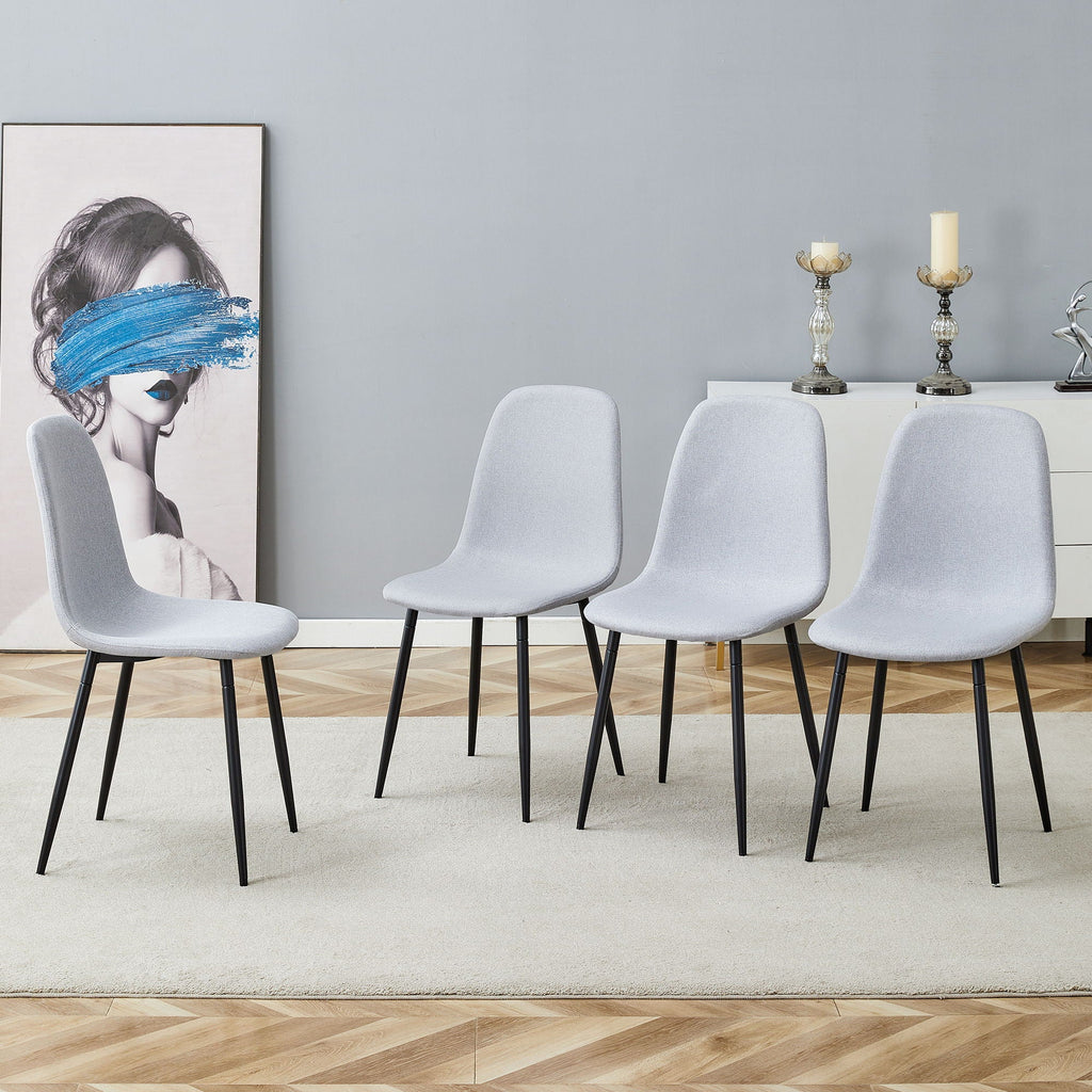 Modern Medieval Style Cushioned Side Chairs Set With Metal Legs For Kitchens