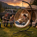 Foldable Hanging Egg Chair with Stand and Cushion
