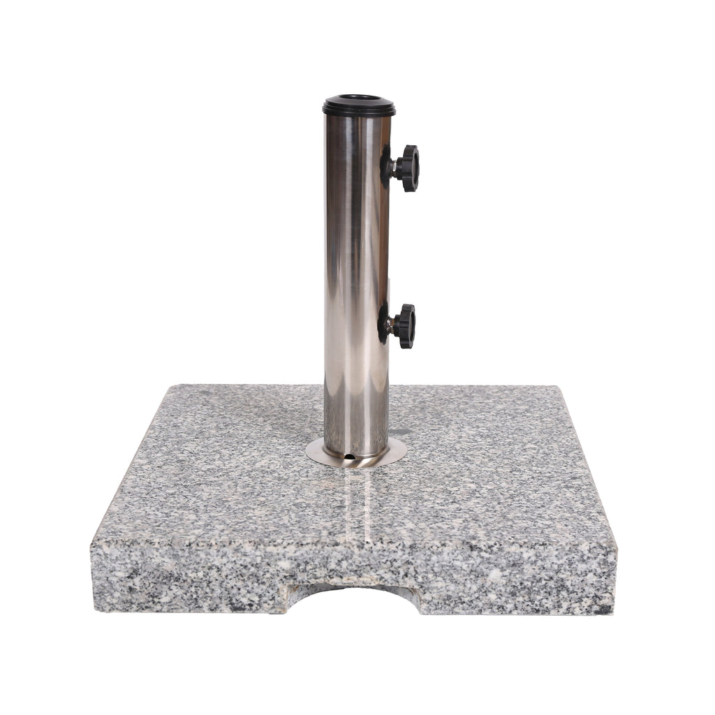 Patio Umbrella Base Square Granite Stainless Steel Gray 55 LB 15.75 In