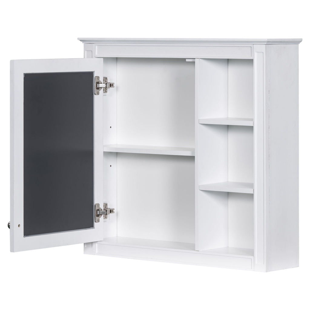 Bathroom Vanity With Medicine Cabinet, Royal Mirror Cabinet, Modern Bathroom Storage Cabinet With 2 Soft Closing Doors And 4 Drawers