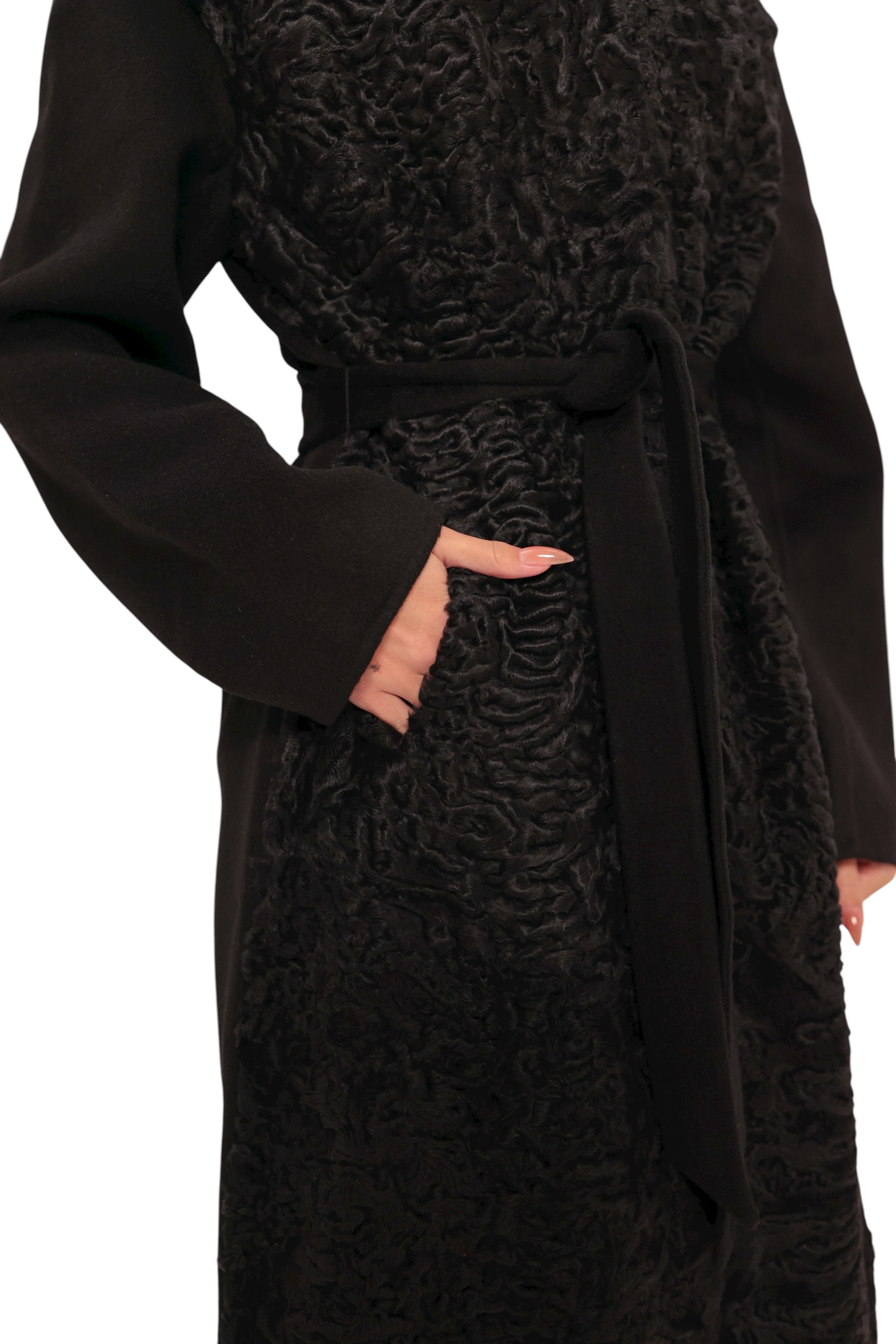 Noir Genuine Karakul Wool Overcoat