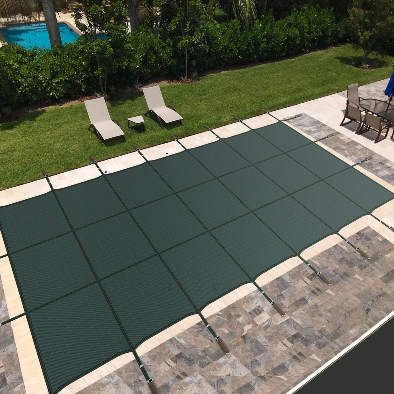 34 x 18 Feet Safety Pool Cover Fits 32 x16 Feet Inground Swimming Pools